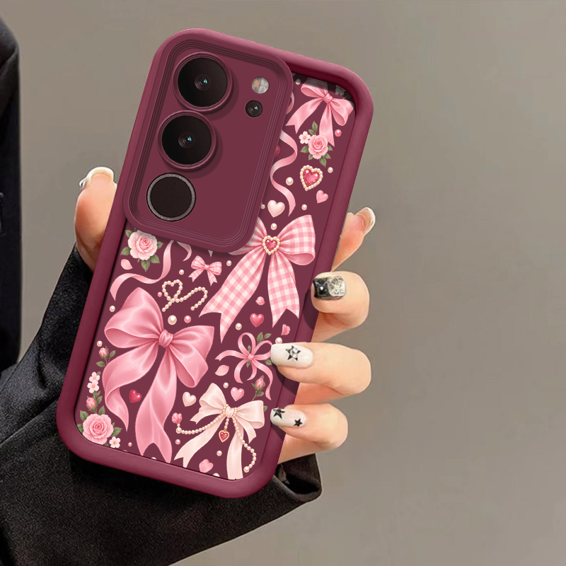 Vivo X200 - غطاء هاتف بتصميم زهري وعقدة على